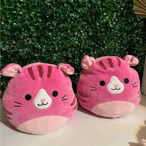 Cute reversible Pink Cat Plush Set